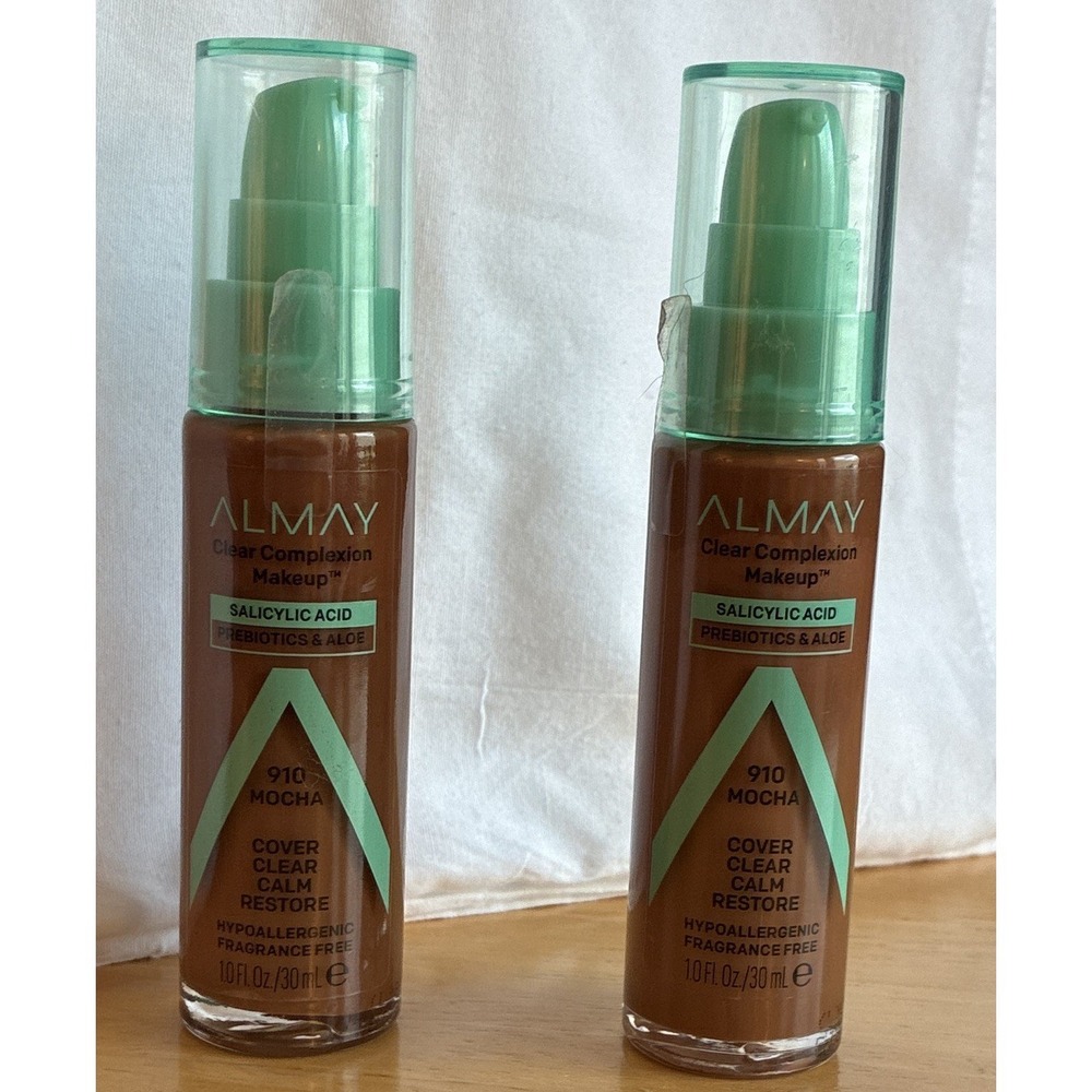 Almay Clear Complexion Makeup Foundation 910 Mocha Salicylic Acid Matte 1oz X 2